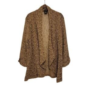 Katie Todd Lagenlook Fishnet Jacket Cardigan Open Front Earthtone Medium 389